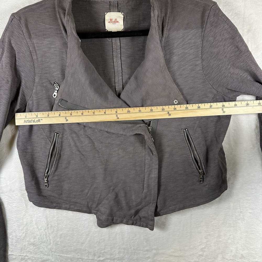 Madewell Hi-Line Moto Jacket Women's L Gray Crop 100% Cotton - Picture 7 of 11